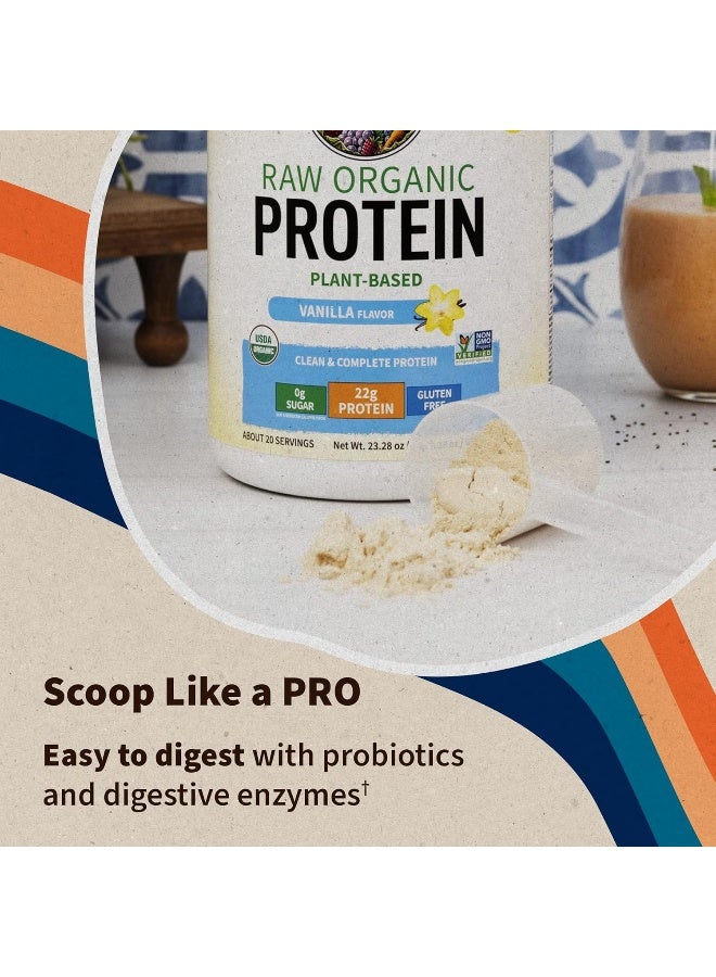 Garden of Life Organic Vegan Vanilla Protein Powder 22g Complete Plant Based Raw Protein & BCAAs Plus Probiotics & Digestive Enzymes for Easy Digestion Non-GMO, Gluten-Free, Lactose Free 1.5 LB