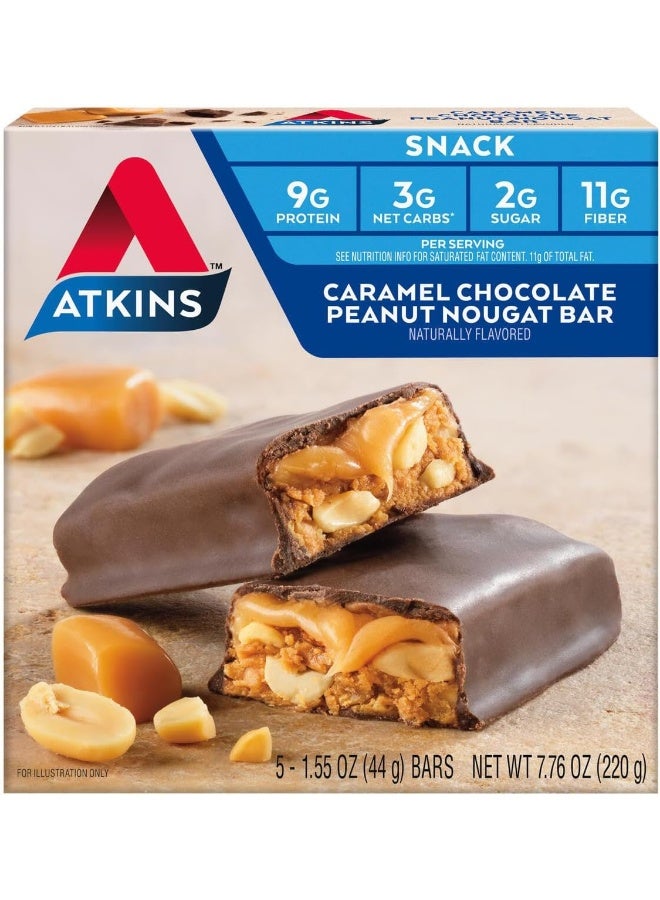 Snack Bar Caramel Chocolate Peanut Nougat Keto Friendly 5 Count