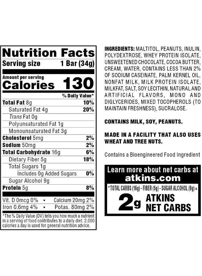 Atkins Endulge Caramel Nut Chew Bars Low Carb & Keto Friendly 5 Bars