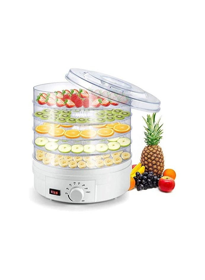 Food Dehydrator Preserver Jerky Maker Plastic Electric Transparent 5 Tier Countertop Dry Food and Fruits Saver Machine with Adjustable Temperature Control For Home