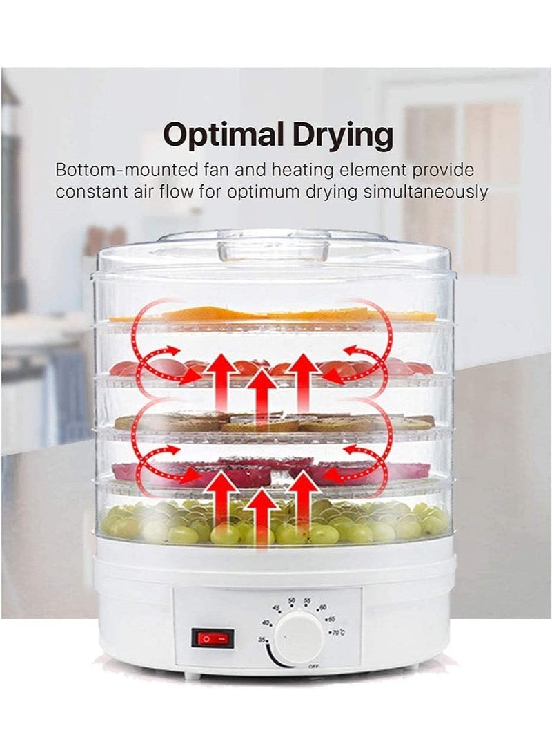 Food Dehydrator Preserver Jerky Maker Plastic Electric Transparent 5 Tier Countertop Dry Food and Fruits Saver Machine with Adjustable Temperature Control For Home