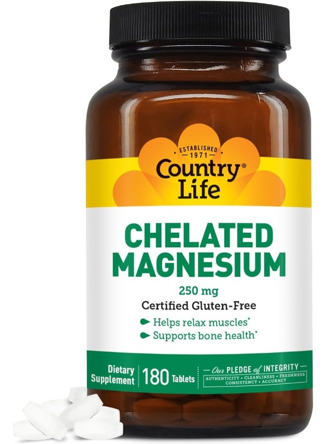 , Chelated Magnesium 250Mg, Supports Bone And Immune Health, Daily Supplement, 180 Ct