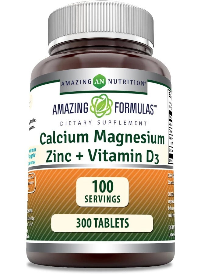 Calcium 1000Mg Magnesium 400Mg Zinc 25Mg Plus Vitamin D3 600 Iu 300 Tablets Per Bottle