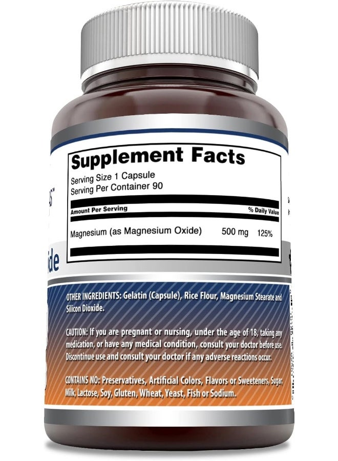 Magnesium Oxide Supplement 500Mg, 90 Quick Release Capsules