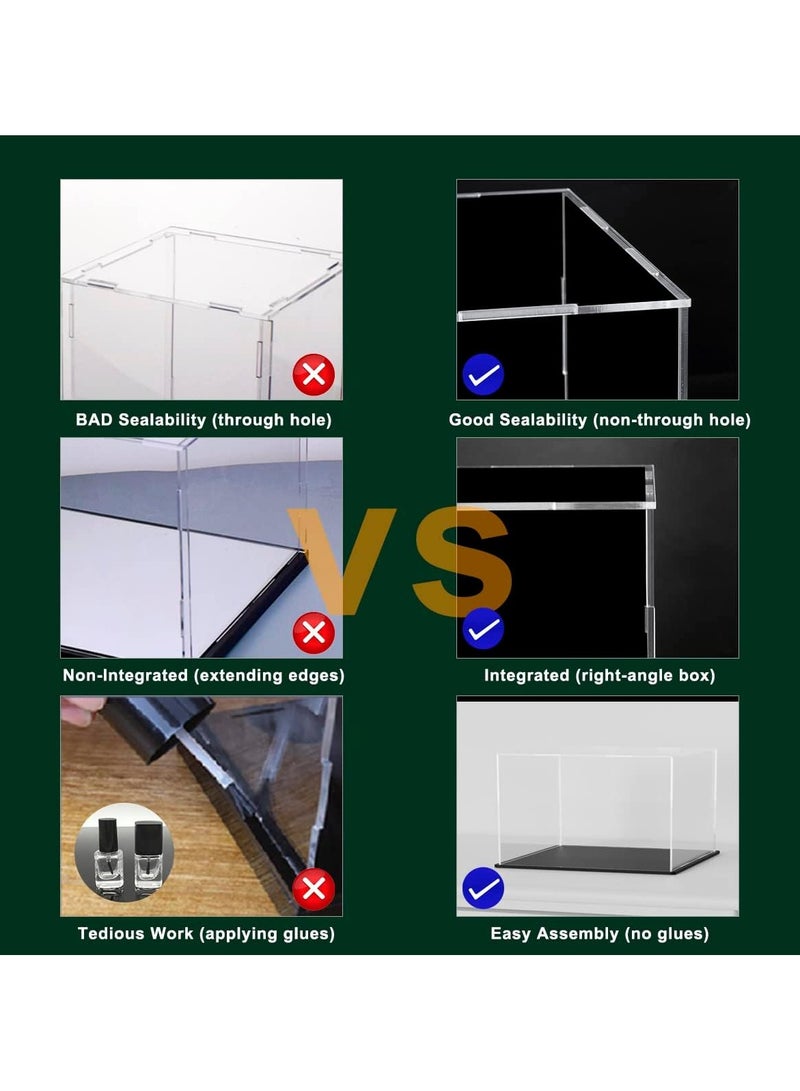 Clear Acrylic Display Case with Matte Black Base, Simple Self-Assembly Dust-Proof Showcase, Countertop Display Box for 1:24 Diecasting Model Cars (10x5x5 inch)