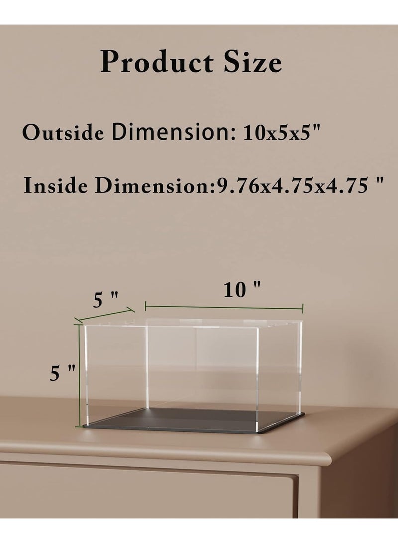 Clear Acrylic Display Case with Matte Black Base, Simple Self-Assembly Dust-Proof Showcase, Countertop Display Box for 1:24 Diecasting Model Cars (10x5x5 inch)
