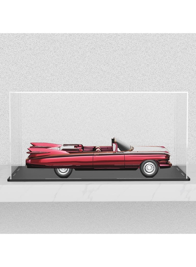 Clear Acrylic Display Case with Matte Black Base, Simple Self-Assembly Dust-Proof Showcase, Countertop Display Box for 1:24 Diecasting Model Cars (10x5x5 inch)