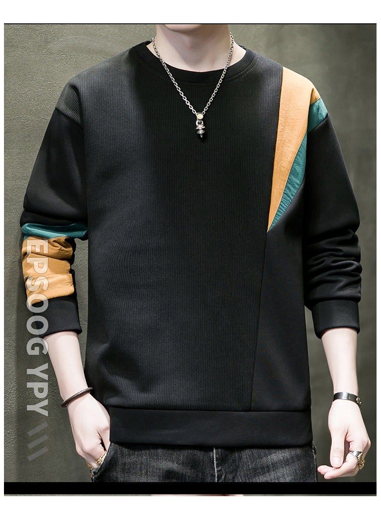 Large Size Fashionable Men's Long Sleeved Easy To Match Sports Hoodie T-shirt