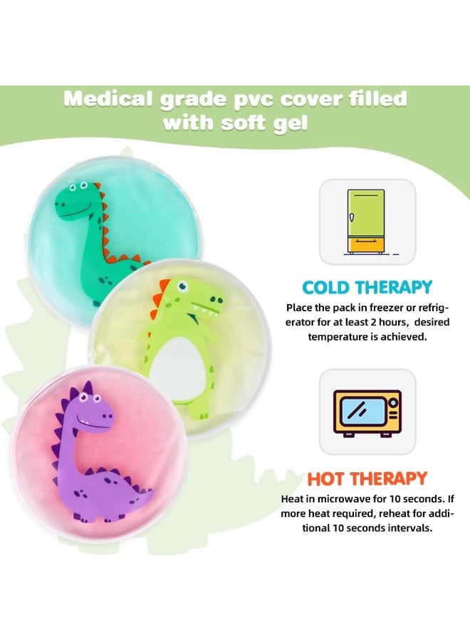 Kids Ice Packs For Boo Boos, Toddler Dinosaur Ice Pack Reusable Childrens Boo Boo Buddy Hot Cold Gel Packs For Kids Injuries, Pain Relief, Bumps & Bruises (3 Packs)