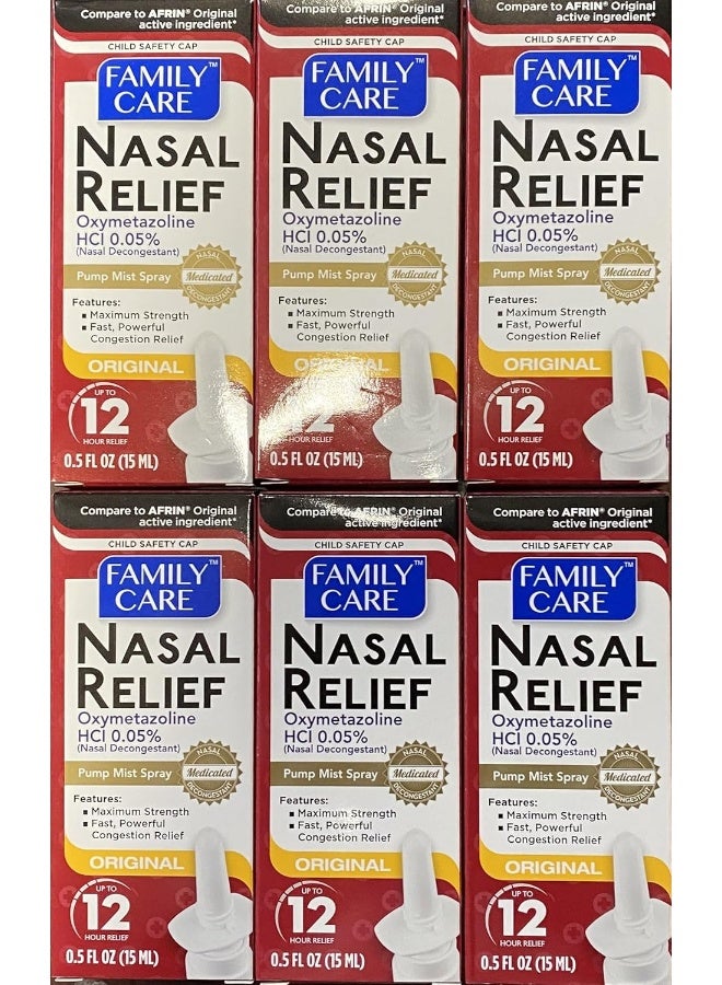 Nasal Relief Spray, Oxymetazoline Hcl 0.05%, 0.5 Fl. Oz (6 Pack)