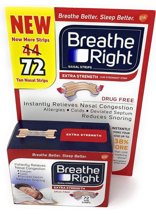 Extra Nasal Strips, 72 Count