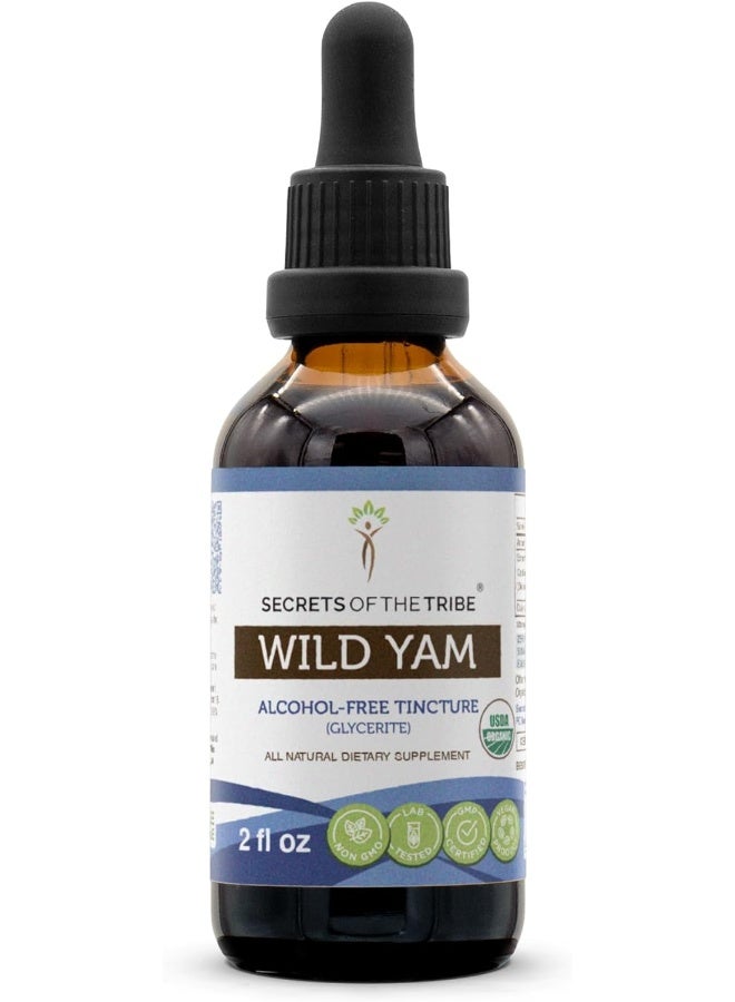 Wild Yam Alcohol-Free Tincture (Glycerite) 695 Mg Responsibly Farmed Organic Wild Yam (Dioscorea Villosa) Dried Root (2 Fl Oz) Hormone Support Supplement