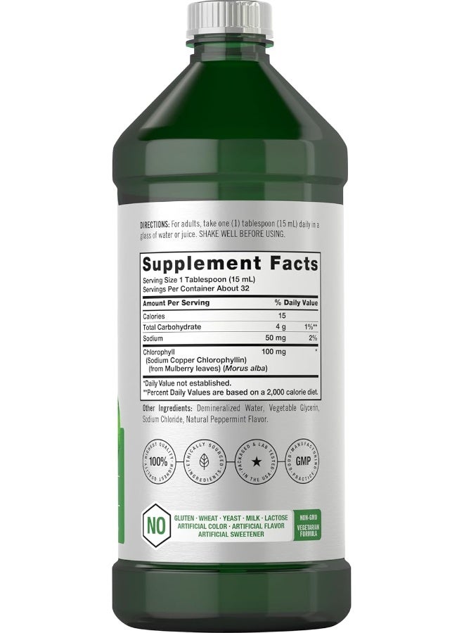 Liquid Chlorophyll 950Ml (2 X 470Ml Bottles) Vegetarian, Non Gmo, Gluten Free Unflavored 100 Mg Chlorophyll Internal Deodorant