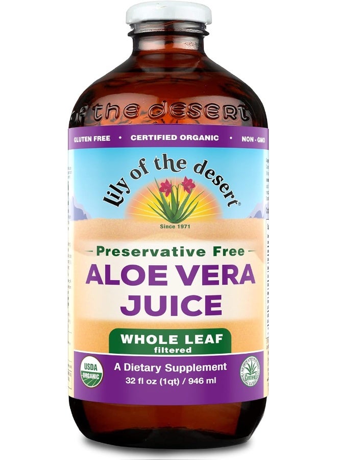 Organic Aloe Vera Whole Leaf Preservative Free, 32 Fz