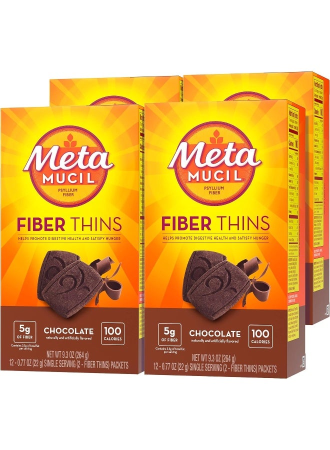 , Fiber Thins, Daily Psyllium Husk Fiber Supplement, Supports Digestive Health And Satisfies Hunger, Chocolate Flavor, 12 Servings