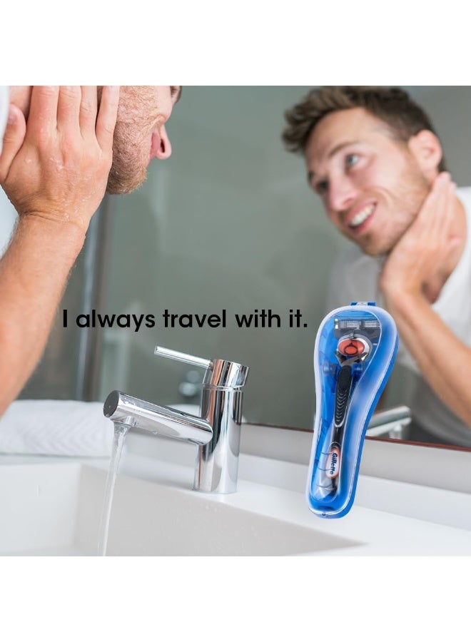 Manual Razor Travel Case Portable Plastic Manual Razor Trimmer Protector Blue