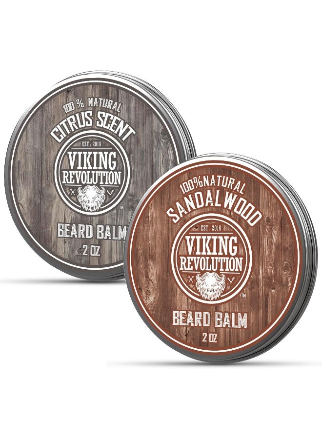 Beard Balm All Natural Grooming Treatment With Argan Oil & Mango Butter Strengthens & Softens Beards & Mustaches Citrus & Sandalwood Leave In Conditioner Wax For Men 2 Pack