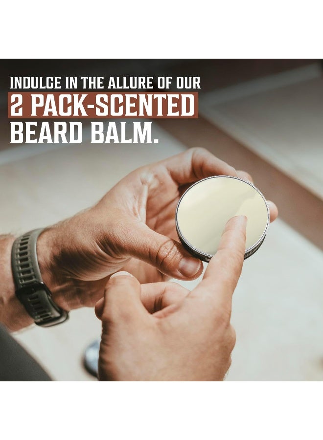 Beard Balm All Natural Grooming Treatment With Argan Oil & Mango Butter Strengthens & Softens Beards & Mustaches Citrus & Sandalwood Leave In Conditioner Wax For Men 2 Pack