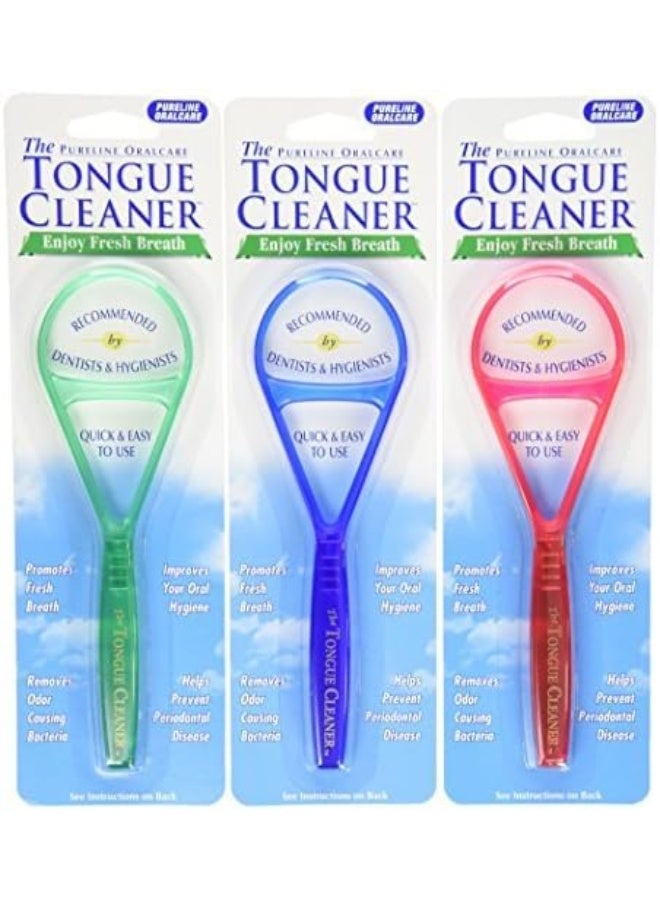 Pureline 3 Tongue Cleaner Scraper Oralcare Colors Vary Set Of 3