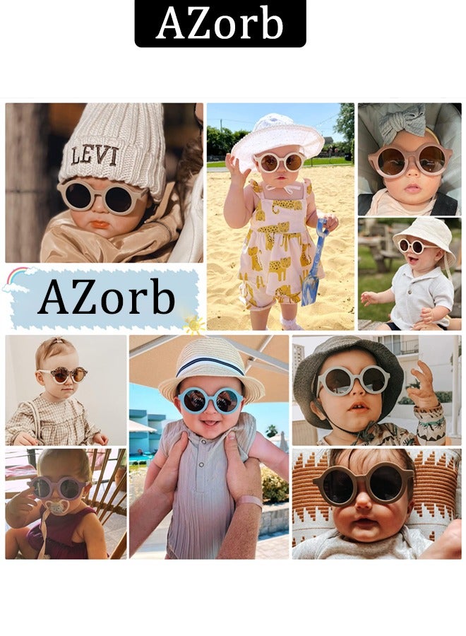 Baby Sunglasses Polarized with Adjustable Strap Round Flexible Rubber Shades Babies Sun Glasses for Kids Toddler Newborn Infant Boys Girls Age 0-3 White