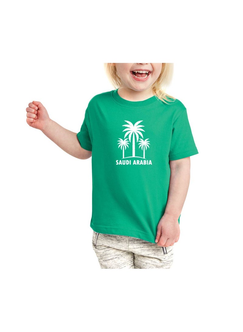 Saudi National Day T Shirt for Girls, Cap, Badge, Flag Set Celebrate Pakistan Saudi National Day with this Kids Combo Pack in Style