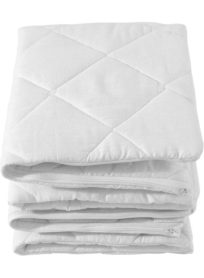 Set of 2 Waterproof Quilted Pillow Protectors Standard Size Anti Allergy Ultra Soft Thick Pair 20x26 Inches Cooling Brushed Plush White Zippered