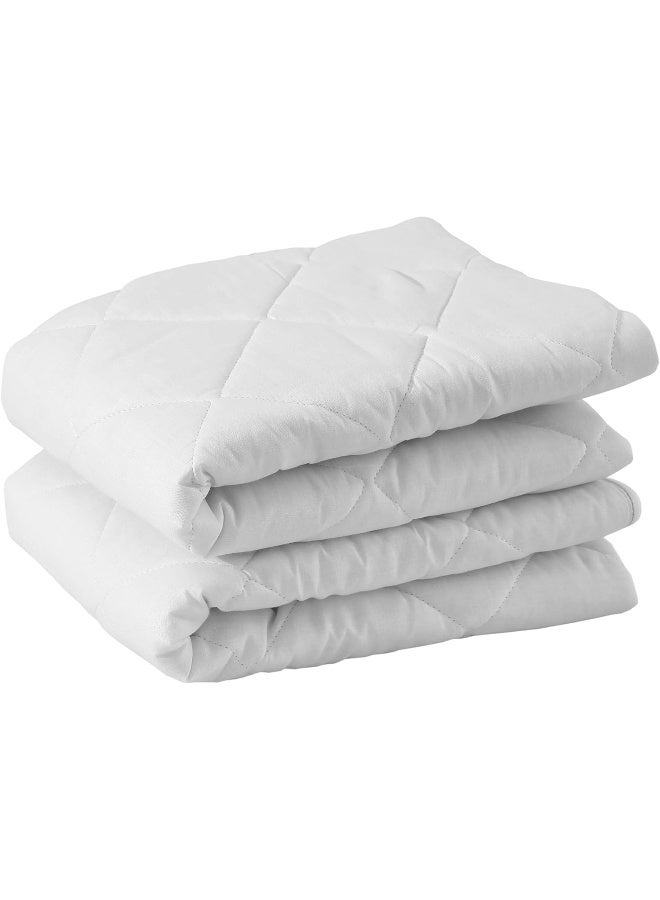 Set of 2 Waterproof Quilted Pillow Protectors Standard Size Anti Allergy Ultra Soft Thick Pair 20x26 Inches Cooling Brushed Plush White Zippered