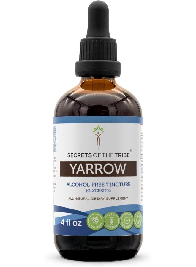 Yarrow Alcohol-Free Liquid Extract, Yarrow (Achillea Millefolium) Dried Leaf And Flower Tincture Supplement (4 Fl Oz)