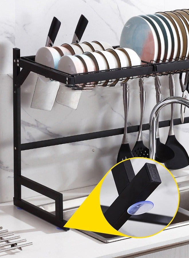 85cm Drainer Shelf For Kitchen Supplies Storage Counter Organizer Utensils Holder Rack Over Sink Black