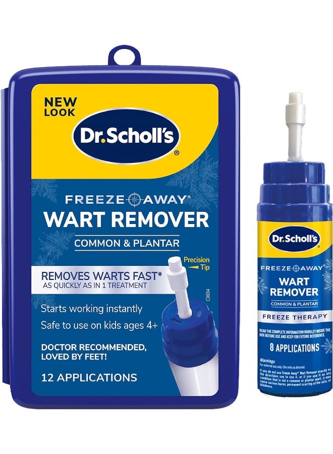 Dr. Scholls FreezeAway Wart Remover, 12 Applications / Doctor-Proven Treatment to Rapidy Freeze and Remove Common and Plantar Warts