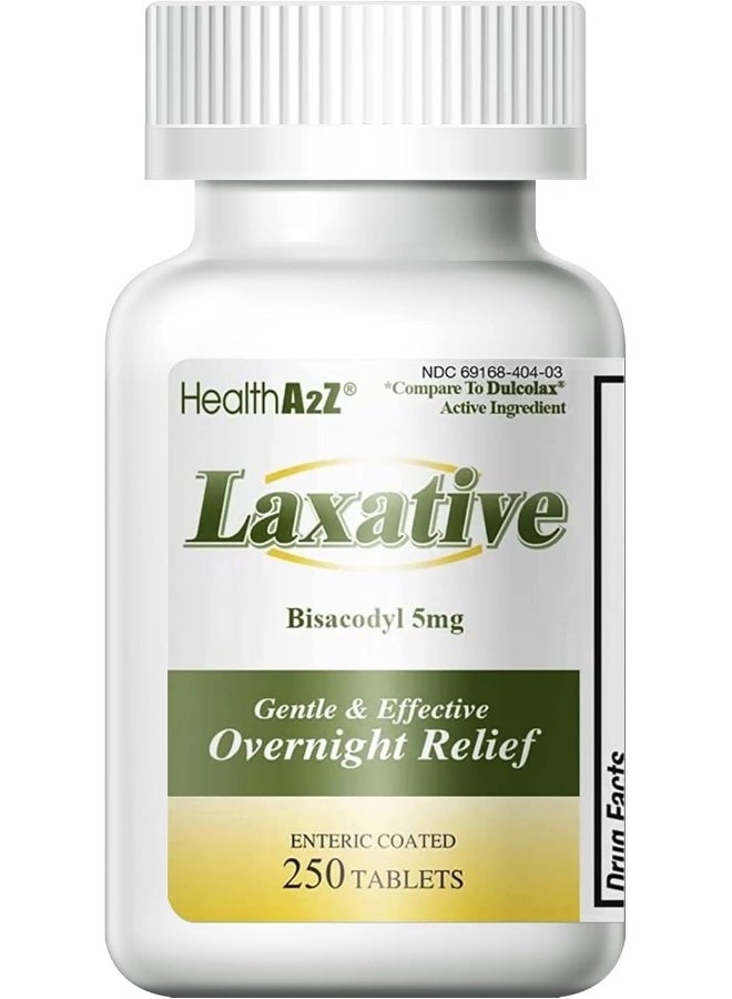 Laxative Bisacodyl 5Mg | 250 Counts | Gentle And Fast Overnight Relief For Constipation