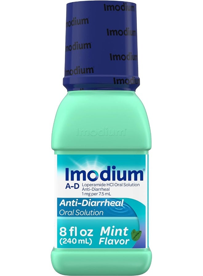 A D Liquid Anti Diarrheal Medicine With Loperamide Hydrochloride Mint Flavor 8Oz