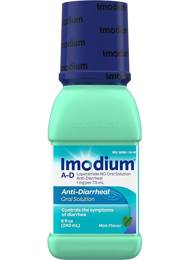 A D Liquid Anti Diarrheal Medicine With Loperamide Hydrochloride Mint Flavor 8Oz