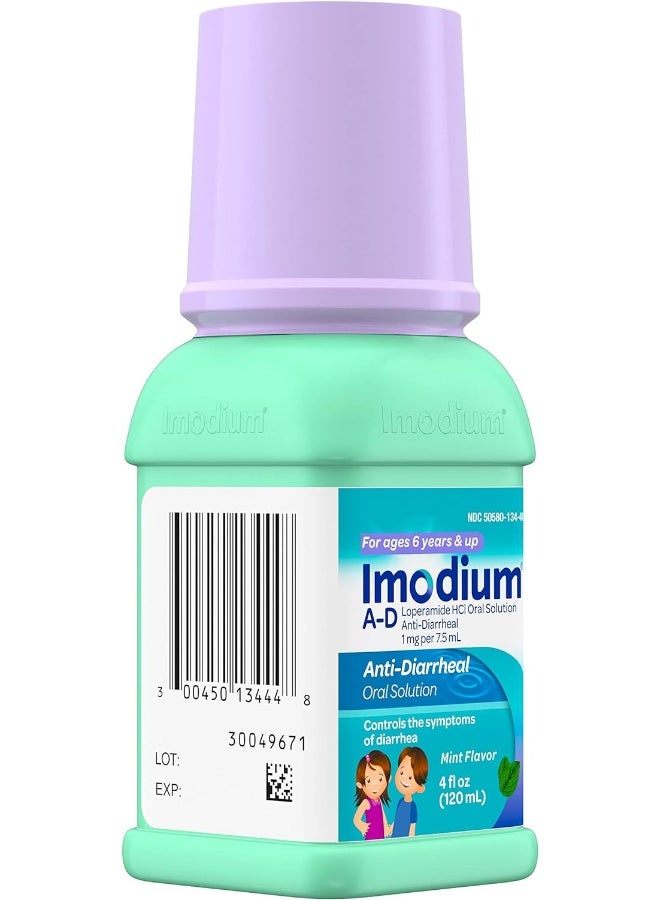 A D Children'S Liquid Anti Diarrheal Medicine Loperamide Hydrochloride Mint Flavour 4 Fl. Oz