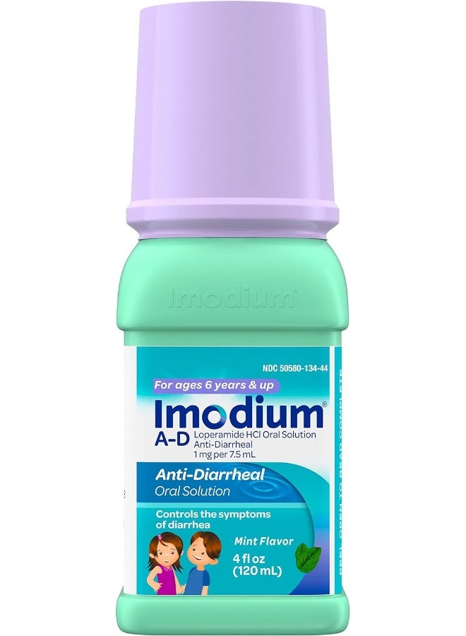 A D Children'S Liquid Anti Diarrheal Medicine Loperamide Hydrochloride Mint Flavour 4 Fl. Oz