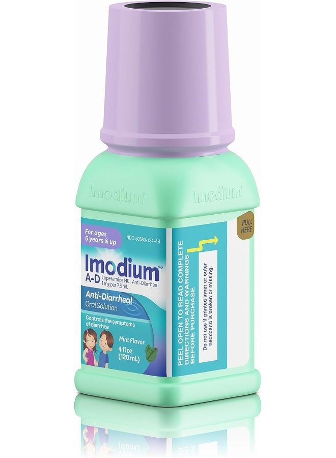 A D Children'S Liquid Anti Diarrheal Medicine Loperamide Hydrochloride Mint Flavour 4 Fl. Oz