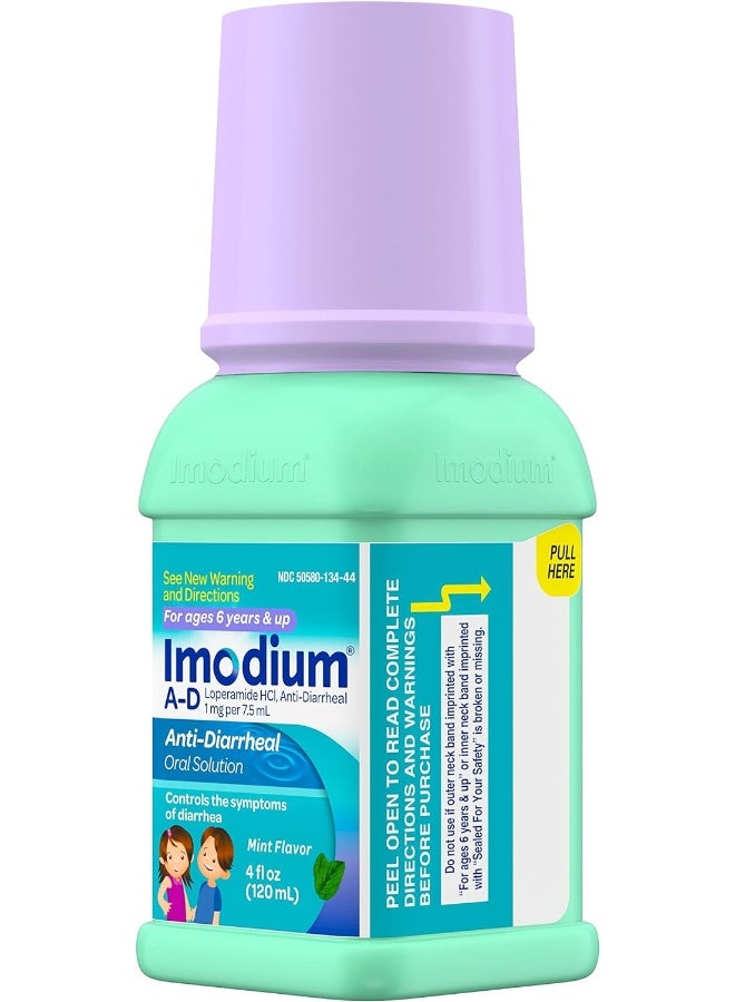 A D Children'S Liquid Anti Diarrheal Medicine Loperamide Hydrochloride Mint Flavour 4 Fl. Oz