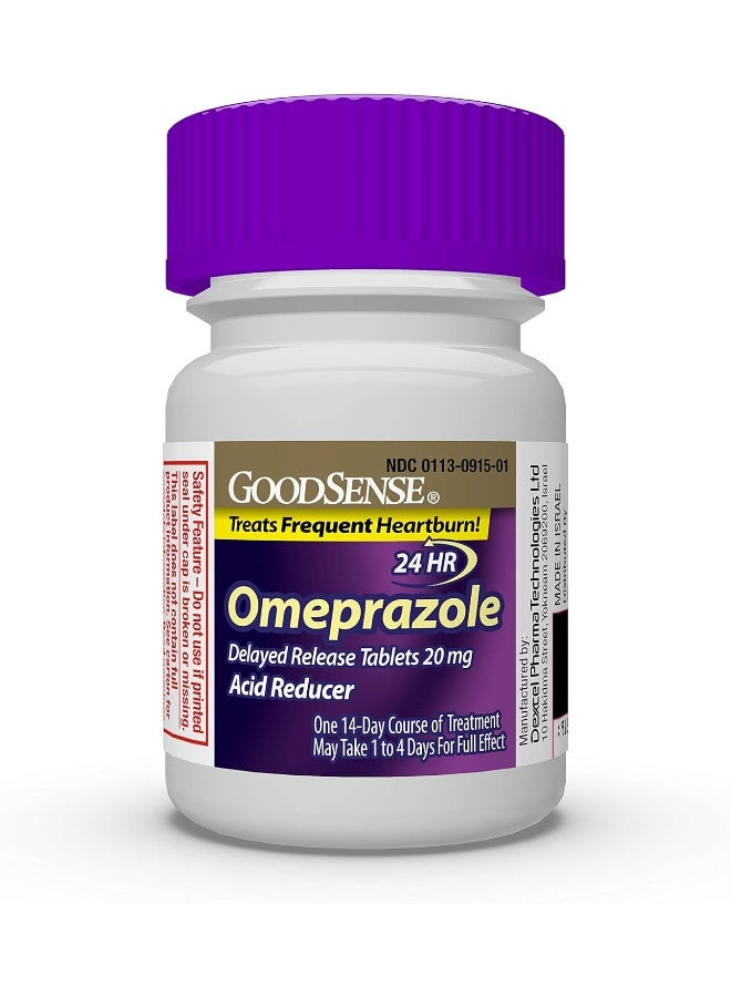 Omeprazole Delayed Release Tablets 20 Mg, Stomach Acid Reducer For Frequent Heartburn Treatment, 14 Count (Pack Of 3)