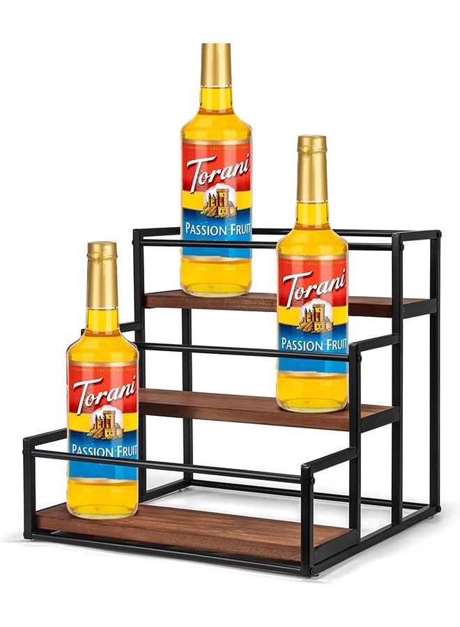 Coffee Syrup Rack Organizer Syrup Bottle Holder Stand for Coffee Bar 3-Tier 12 Bottles Storage Shelves for Syrup, Wine, Dressing for Kitchen Coffee Station