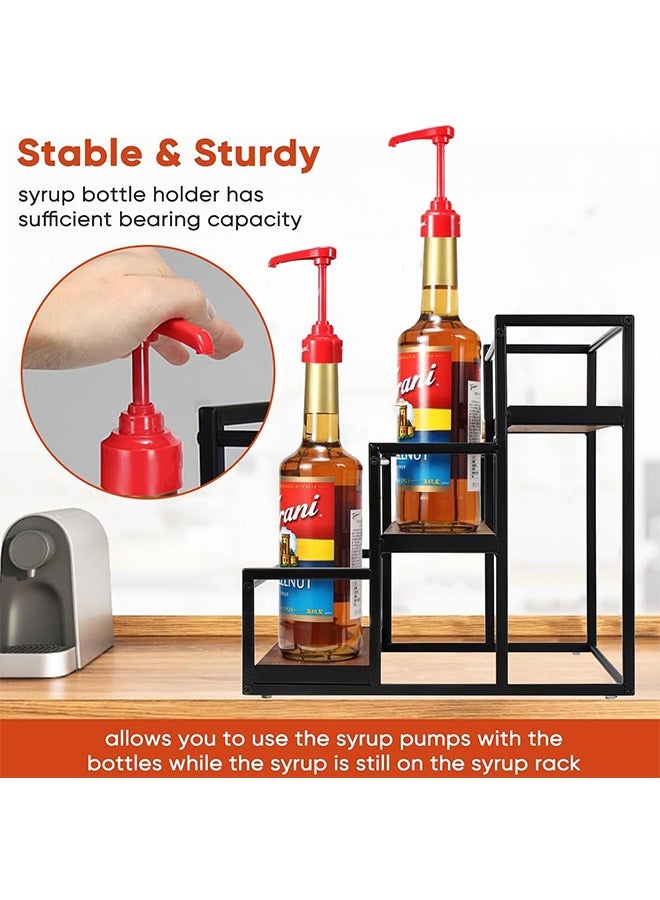 Coffee Syrup Rack Organizer Syrup Bottle Holder Stand for Coffee Bar 3-Tier 12 Bottles Storage Shelves for Syrup, Wine, Dressing for Kitchen Coffee Station
