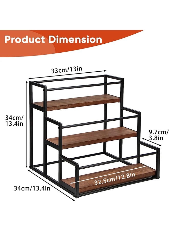 Coffee Syrup Rack Organizer Syrup Bottle Holder Stand for Coffee Bar 3-Tier 12 Bottles Storage Shelves for Syrup, Wine, Dressing for Kitchen Coffee Station
