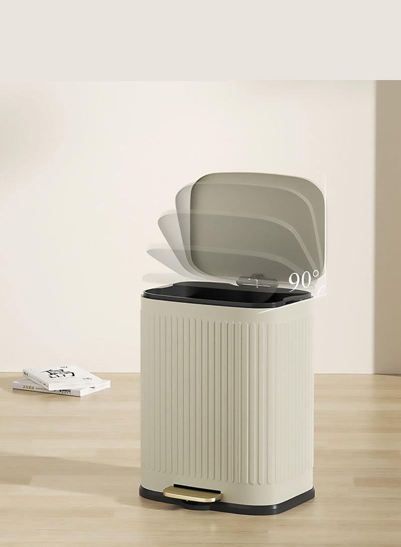 Trash Can with Lid, Bathroom Garbage Can with Foot Pedal, Stainless Steel Step Trash Bin for Bedroom, Toilet, Kitchen, Round Waste Basket with Soft Close Lid for Office, Garbage Bin(White)