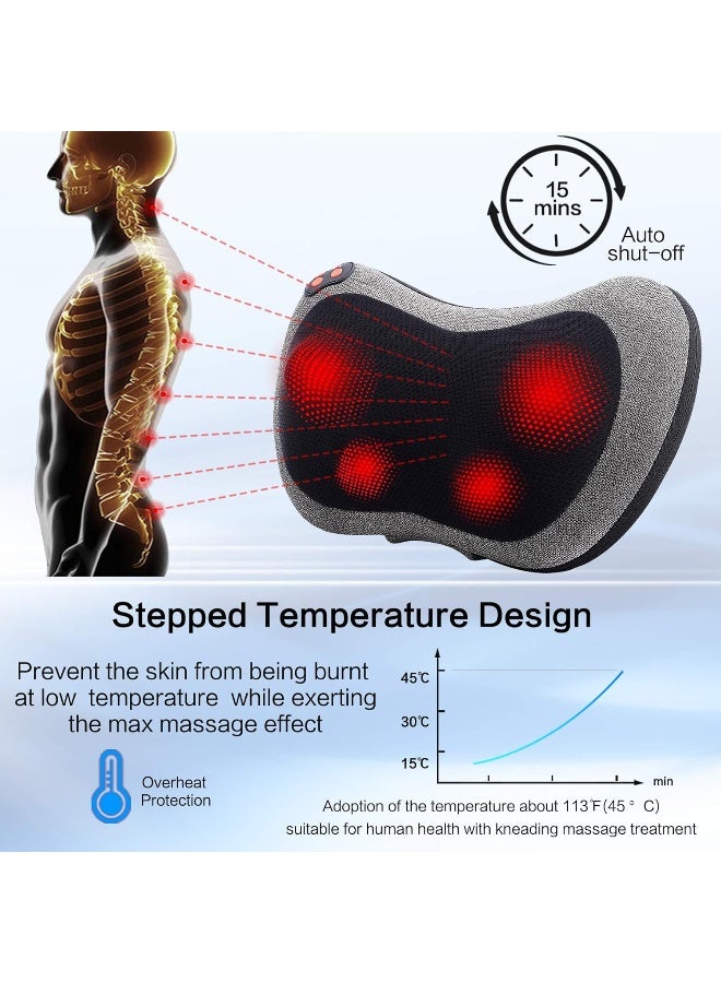 Back Massager With Heat, Shiatsu Back And Neck Massager With Deep Tissue Kneading, Electric Back Massage Pillow For Back, Neck, Shoulders, Legs, Foot, Body Muscle Pain Relief, Use At Home, Car, Office