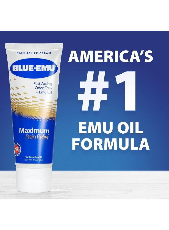 Blue Emu Arthritis Maximum Pain Relief Topical Cream for Muscles, Joints and Strains w/Emu Oil, 3oz, 1 Pack