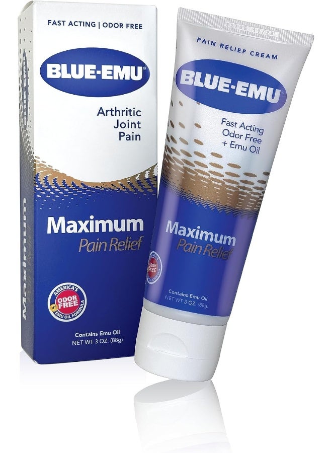 Blue Emu Arthritis Maximum Pain Relief Topical Cream for Muscles, Joints and Strains w/Emu Oil, 3oz, 1 Pack