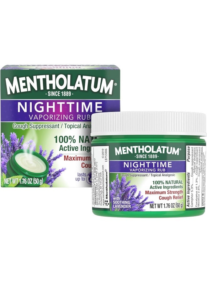 Nighttime Vaporizing Rub With Soothing Lavender Essence, 1.76 Oz. (50 G) 100% Natural Active Ingredients For Maximum Strength Cough Relief