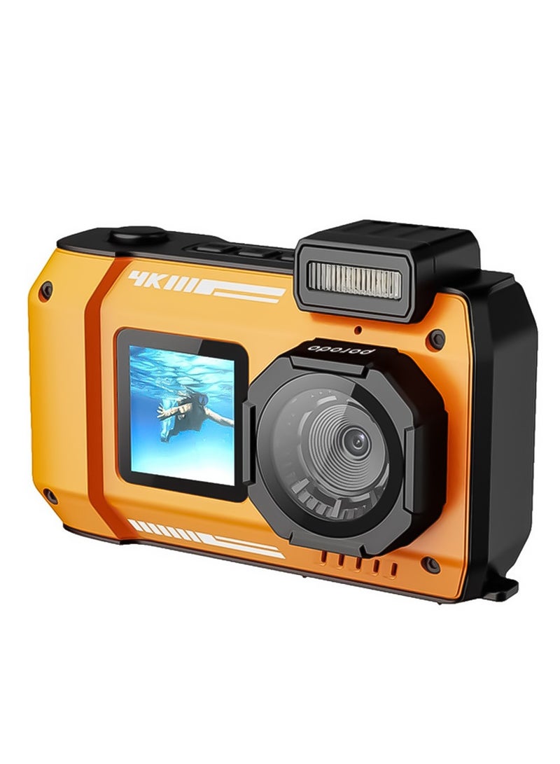 Waterproof Digital Camera Dual Screen & 18x Zoom, Porodo - Orange