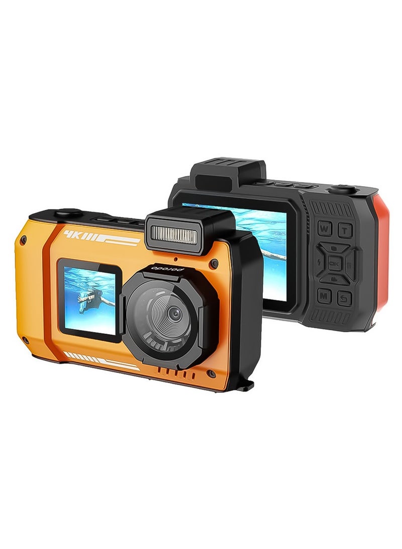 Waterproof Digital Camera Dual Screen & 18x Zoom, Porodo - Orange