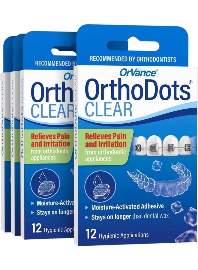 Orthodots Clear (48 Count) Moisture Activated, Silicone Dental Wax Alternative For Pain Caused By Braces