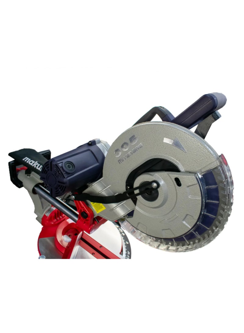 12-Inch Miter Saw with 2000W, 4500 RPM Speed, 305mm Disc for Wood and Metal Cutting - All Copper Wire Motor, 220-240V, MS121-305